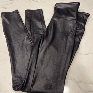 Black Spanx faux leather leggings